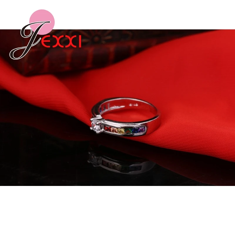 PATICO Design Elegant Colorful CZ Crystal Engagement Wedding Rings 925 Silver Fashion Jewerly Ring For Party Size 7/8/9