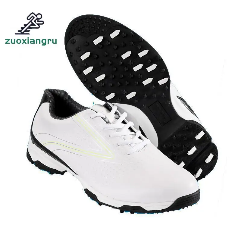

Men's Golf Shoes Breathable Waterproof First Layer Leather Anti-skid Good Grip Patent Design Resistant Outdoor Sport Shoes