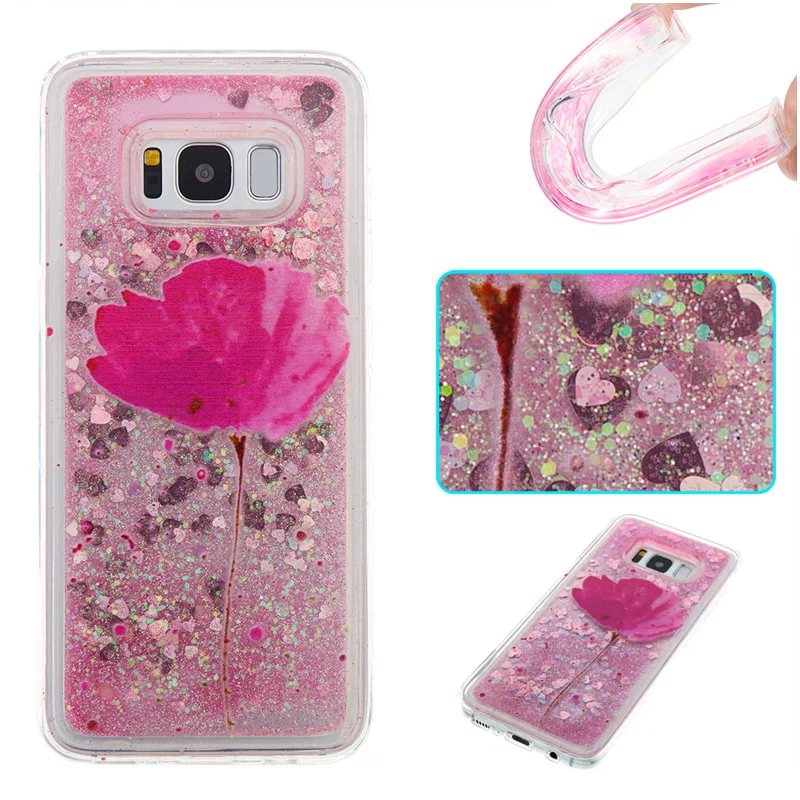 

Floral Glitter Liquid Sand Quicksand Soft TPU Silicone Phone Cover Shell for Samsung Galaxy S5 S6 Edge S7 S8 Plus G360 G530 Case