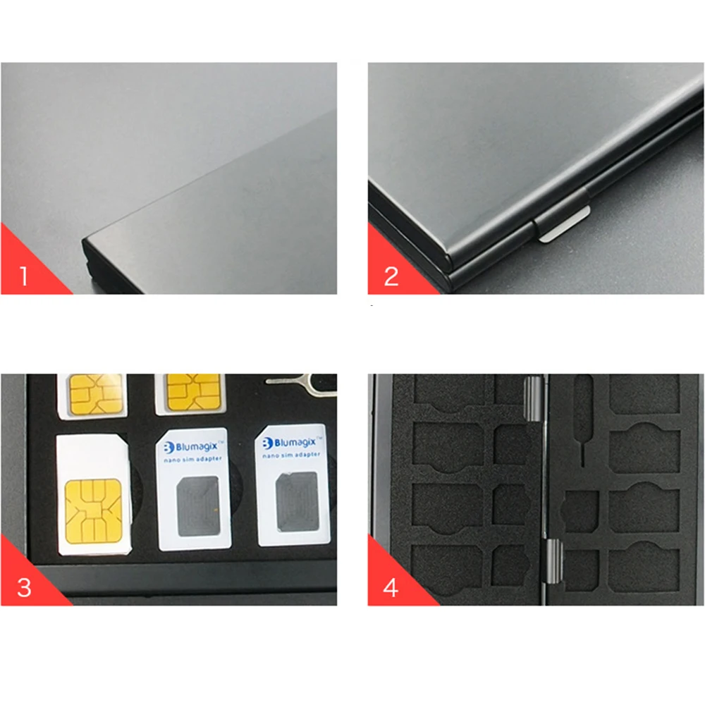 Portable SIM Micro Pin SIM Card Nano Memory Card Storage Box Case Protector Holder Black Lightweight Multifunctional Box