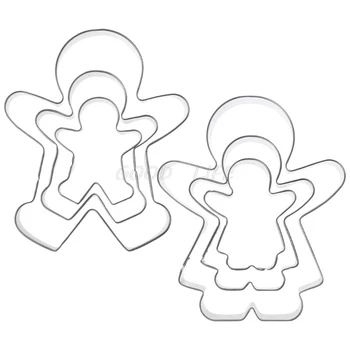 

3pcs Gingerbread Man Boy Girl Fondant Pastry Baking Biscuit Cookie Cutter Set Stainless Steel