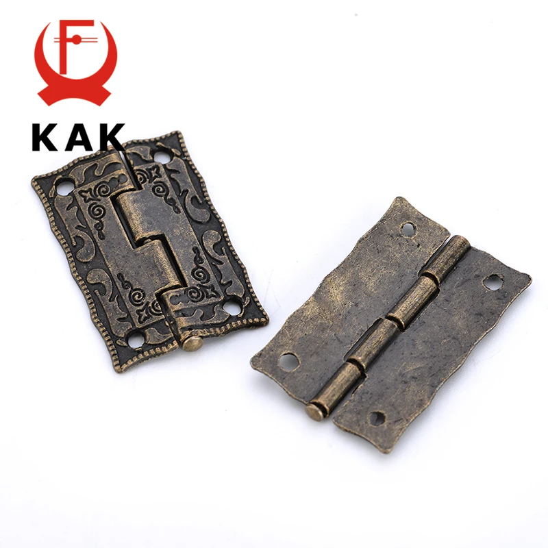 2 unids Kak bronce antiguo bisagras gabinete puerta cajón decorativo mini bisagra para la joyería caja de madera de almacenamiento Materiales para muebles
