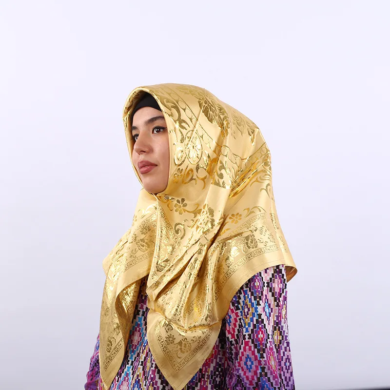 

fashion Silk jacquard scarf square hijab Islamic women's hijabs Hot stamping foulard femme musulman vintage headscarf Hijab