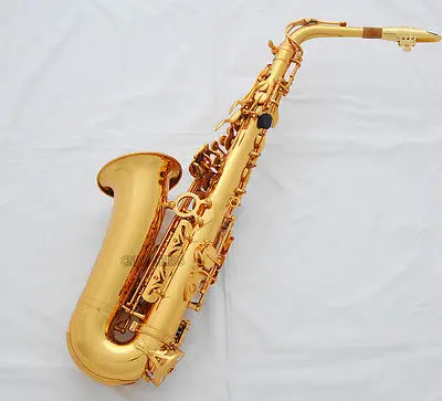 Профессиональный золотой 54 ссылок Eb альт саксофон сакс с металла мундштук|saxophone