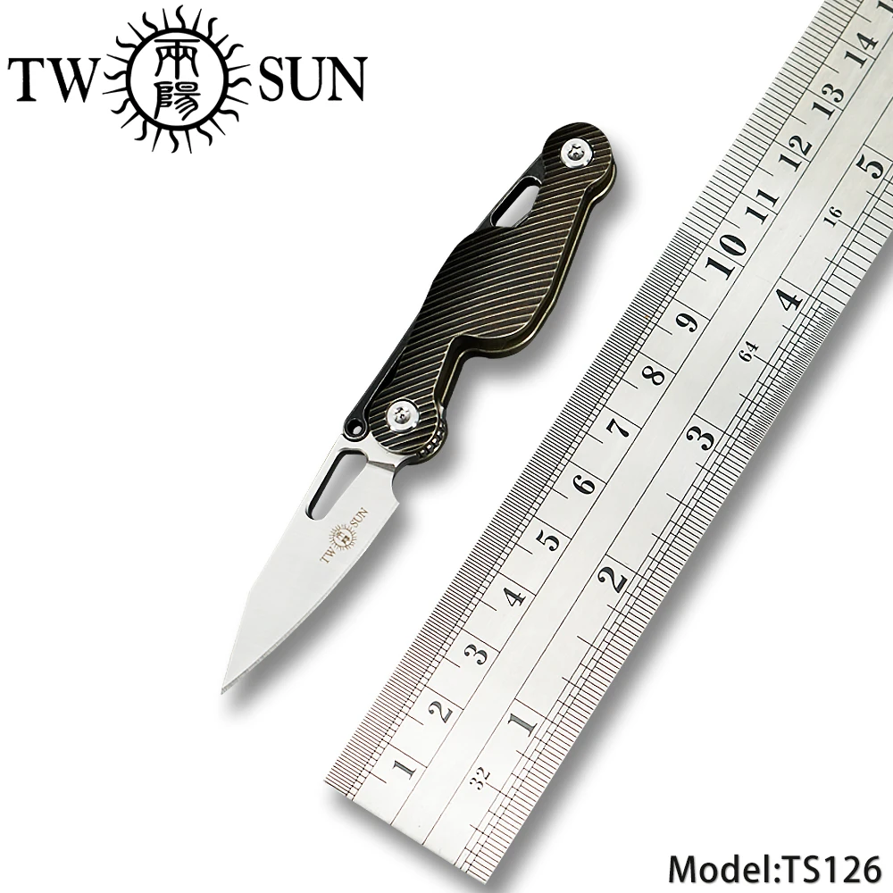 

Twosun MINI Micro S90V Blade Folding Knife Pocket Knife camping Knives outdoor survival tool EDC TC4 Titanium Handle TS126