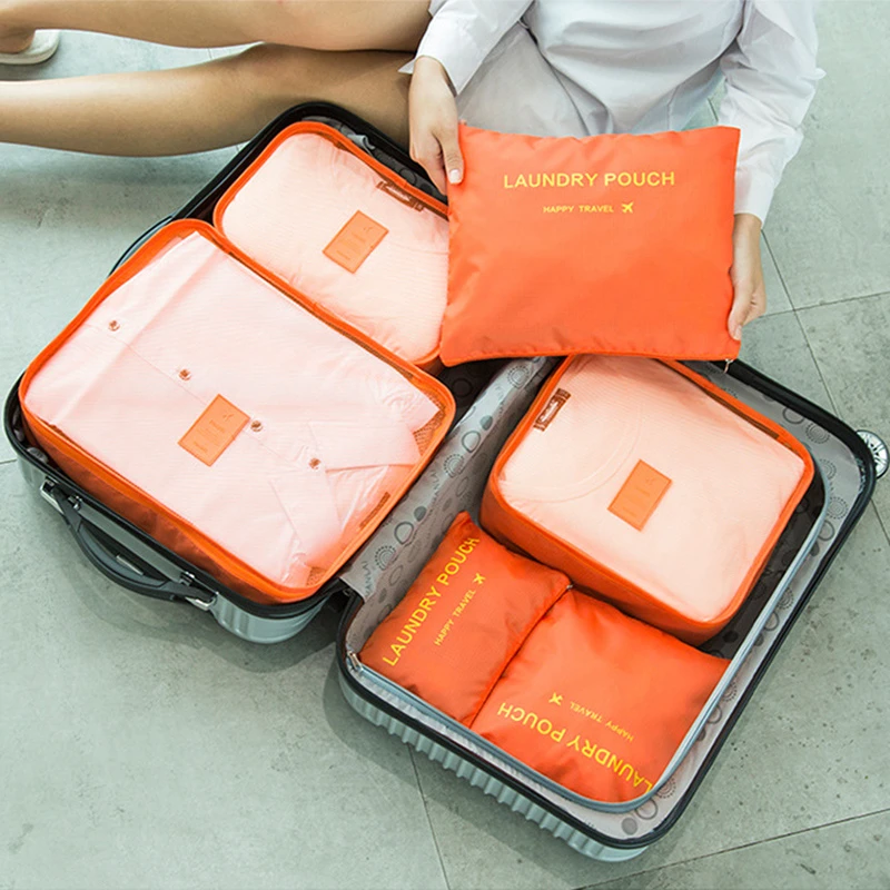 6pcs Emballage Cube Pochette Valise Vêtements Rangement Sac Voyage Bagage Agenda