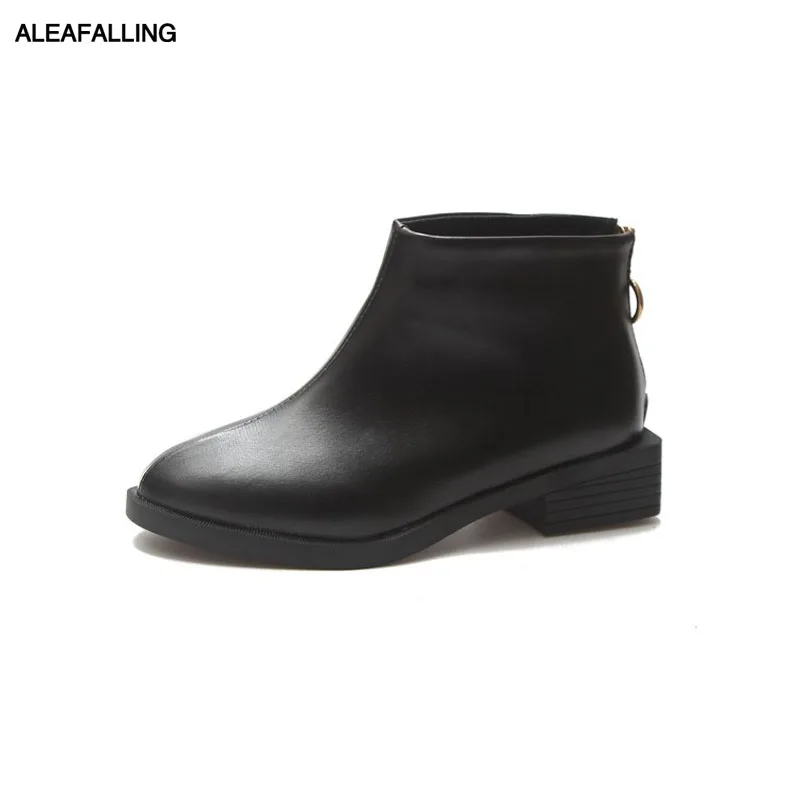 

Aleafalling Women Boots Mature Lady Lace Up Flock Soft Leather Lady Shoes Platform Solid Black Outdoor Girl's Shoes AWBT27