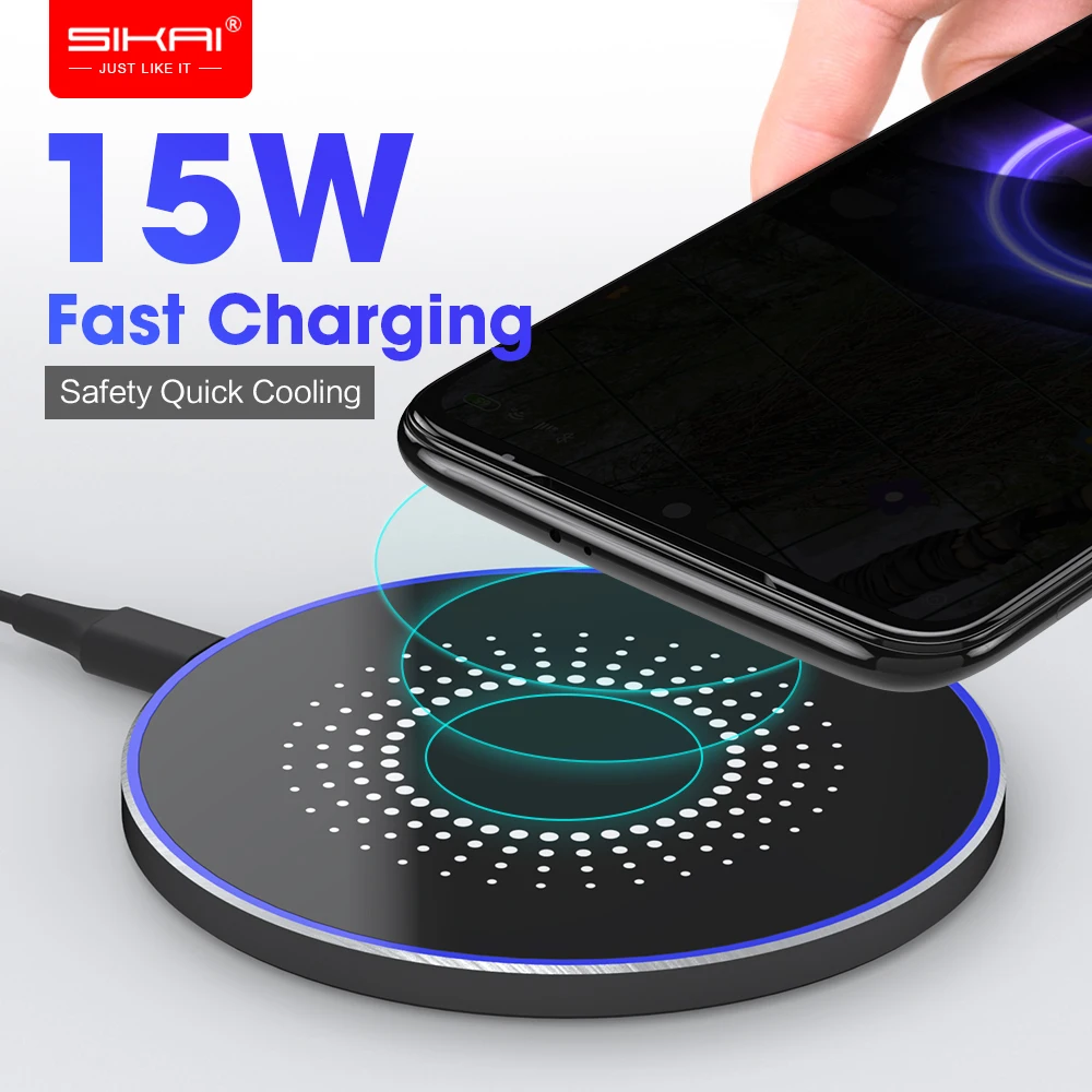 

SIKAI 15W Wireless Charger CP60 Mat for Huawei mate 20 pro RS qc3.0 10W Wireless Charging Pad for iPhone X/XS Max XR 8 Plus