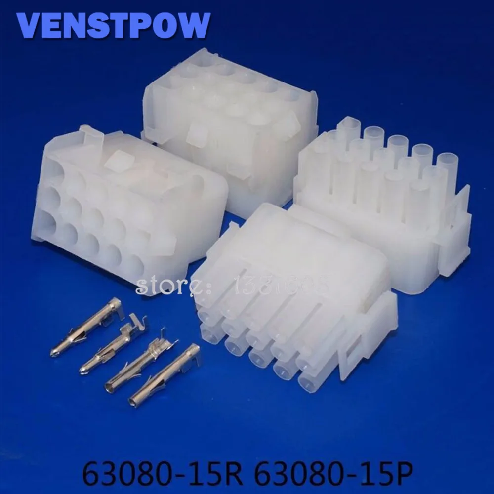 10sets 15 Pins Waterproof Auto Connector Plug 63080 6.3mm Pitch