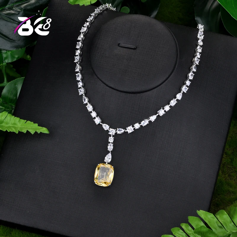 

Be 8 Luxury Brilliant Yellow and Clear Zirconia Waterdrop Fashion Style Wedding Bridal Necklace Pendants for Women N066