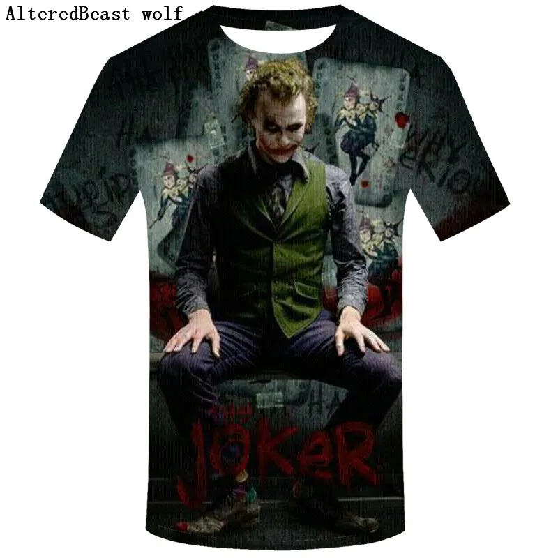 Новинка 2019 футболка с 3d принтом Джокера из забавных комиксов покером летняя