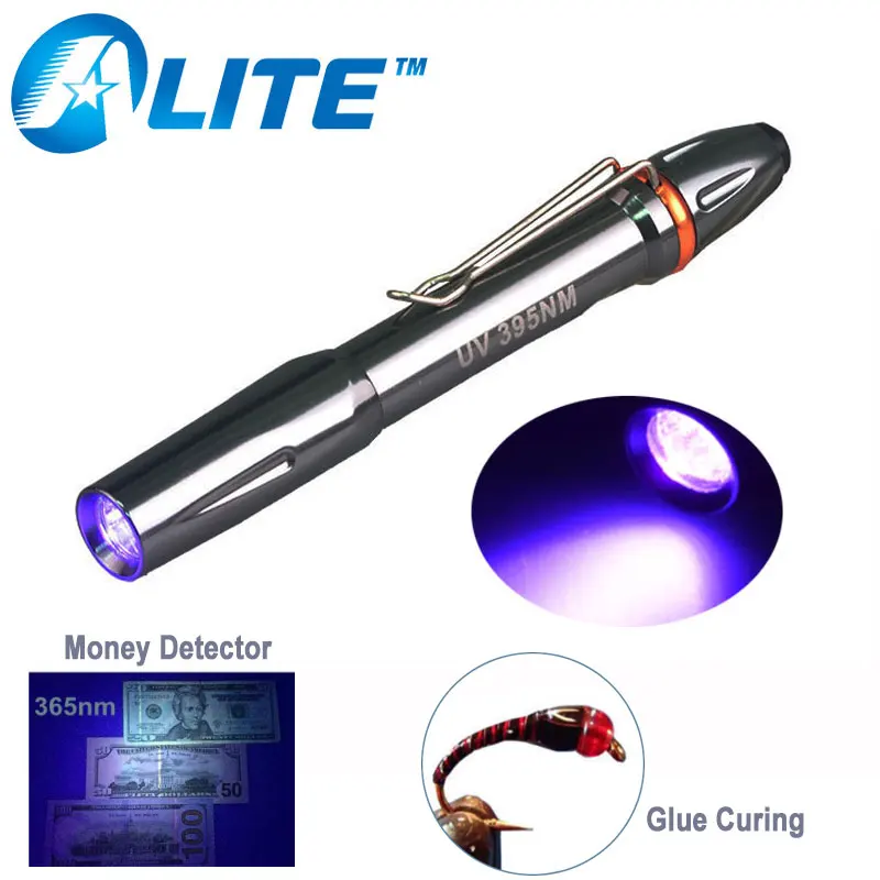TMWT Pocket Clip Flashlight Strong Ultraviolet Light 395nm 365nm uv Led