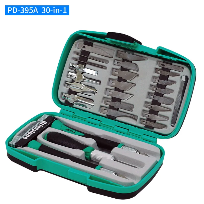 Бренд Pros'Kit PD-395A многофункциональный нож для резьбы Делюкс Хобби Набор ножей лезвие нож для DIY резьба по дереву припой проволока резка - Цвет: PD-395A 30 IN 1