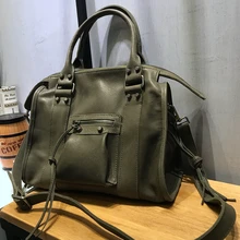 Vendange модная Бостонская сумка из коровьей кожи сумки в заклепках ручной работы сумка-Кроссбоди из натуральной кожи 2458