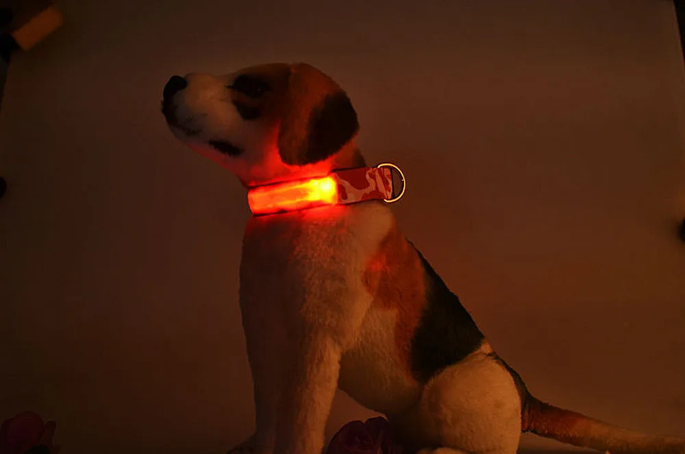 Стиль Pet Камуфляжный стиль светящийся светильник с узором воротник Пряжка Регулируемая Безопасность ошейник аксессуары для животных принадлежности