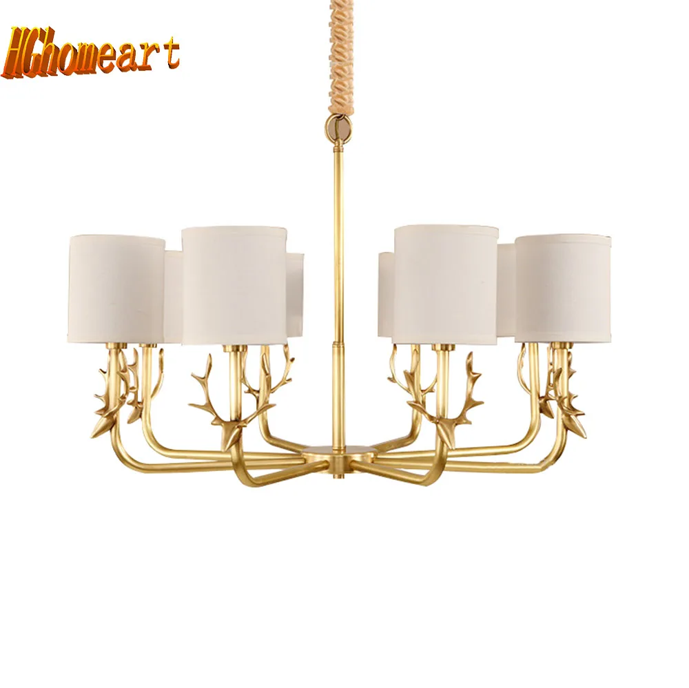 

HGhomeart Chandelier Retro European Cuisine Chandelier American Village Chandelier Living Room Restaurant Villa Antlers Light