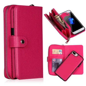 

Detachable Zipper Flip Leather Wallet Case For iPhone 11 Pro Max XS MAX XR 6 6S 7 Plus 8 X 5 5S SE Multifunction Handbag Case