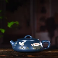 200 мл Исин фиолетовый песок Чай горшок подлинной Полный ручной темно-зеленый грязи роспись по камню горшок кунг-фу Чай чайник чай комплект