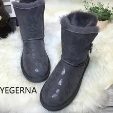 Новинка; зимние сапоги ярких цветов на австралийском овечьем меху с пряжкой; зимние сапоги высокого качества с леопардовым принтом