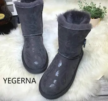 

A new Australian sheep fur buckle candy colored snow boots high quality boots in winter boots Leopard