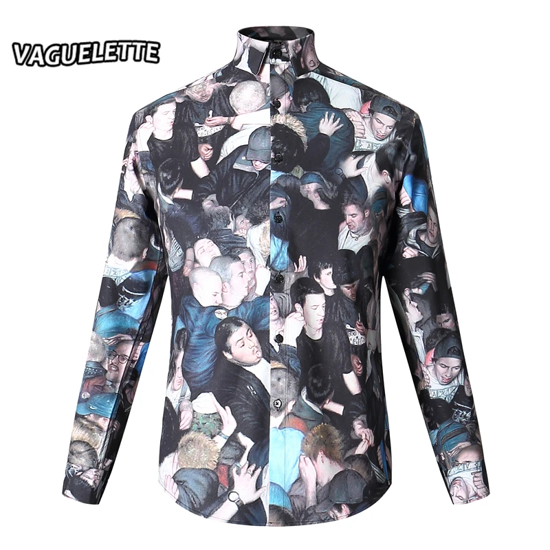 Luxury Men Shirt Long Sleeve 3D Printed Painting Stage Clothing For Men