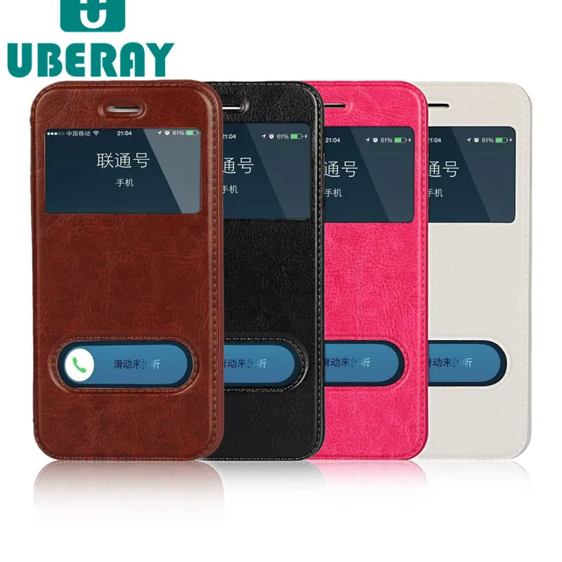 

UBERAY Phone Case For iPhone 8 7 6S Plus SE 5S Cover Bag Smart Answer Window View Magnetic Flip Leather Coque For iPhon5 SE Capa