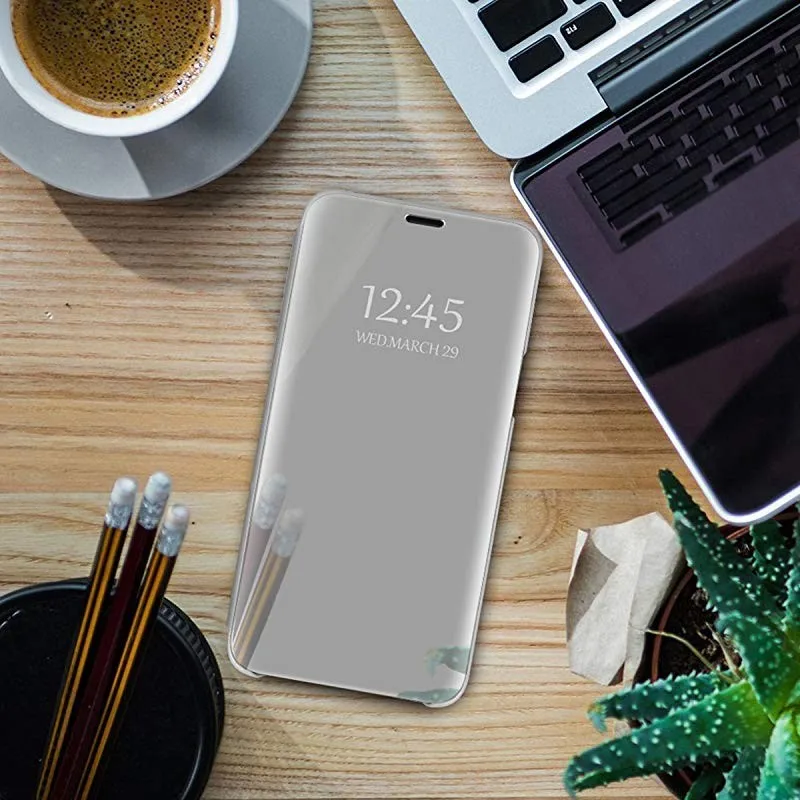 Умный чехол для samsung Galaxy Note 10, S9, S8 Plus, S10e, S7, S6 Edge, зеркальный кожаный флип-чехол для samsung Galaxy S10, 5G, чехол - Цвет: Silver