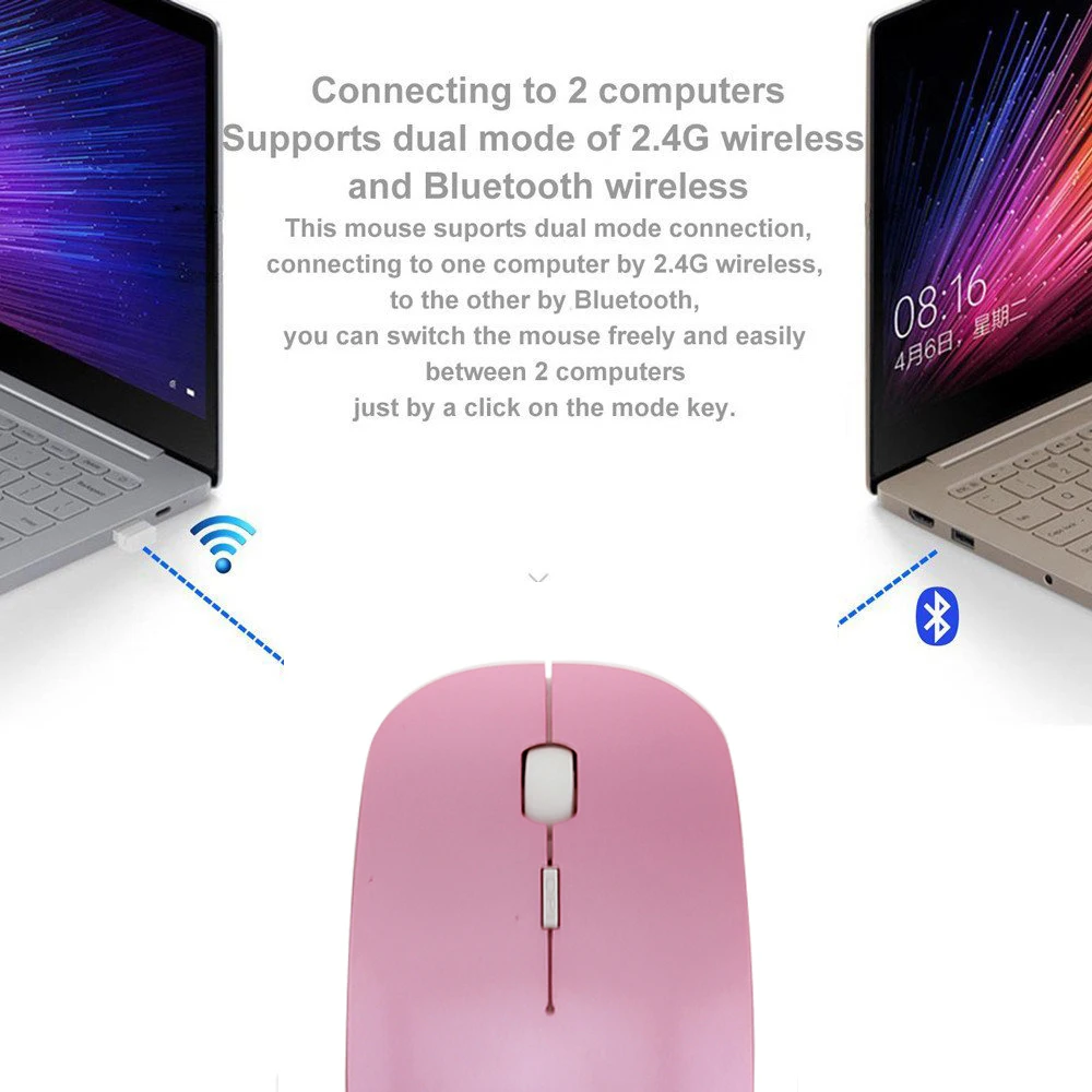 CHUYI Wireless 2.4G Bluetooth 4.0 Rechargeable Mause Dual Mode Silent Gaming Mouse For Macbook Air Pro Optical laptop Mice