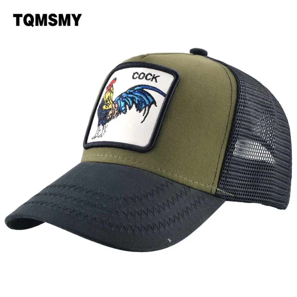 

TQMSMY Summer Mesh Embroidery Animal Cotton Men Cock Baseball Cap Hats For Women Snapback Gorras Trucker hats Hip Hop Caps TMA06