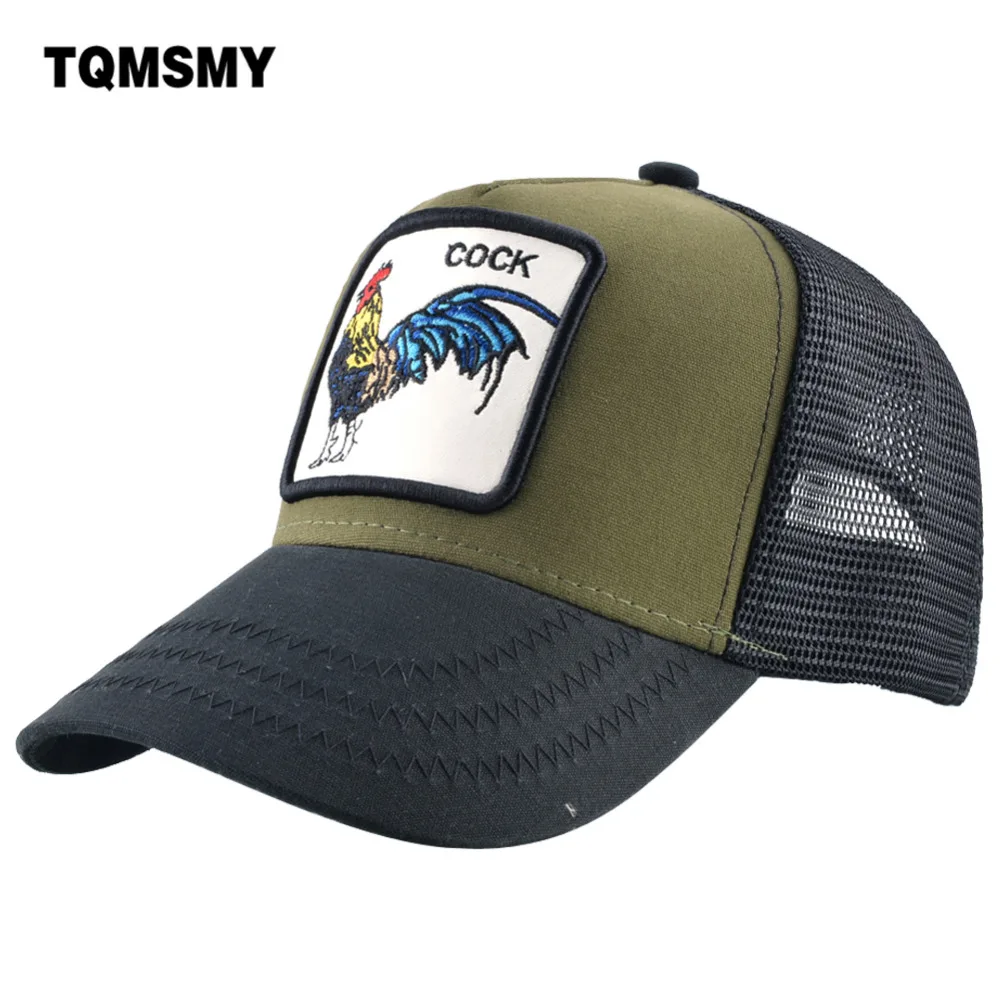 TQMSMY الصيف شبكة التطريز الحيوان القطن الرجال الديك قبعة بيسبول القبعات للنساء Snapback Gorras قبعات سائقي الشاحنات الهيب هوب قبعات TMA06
