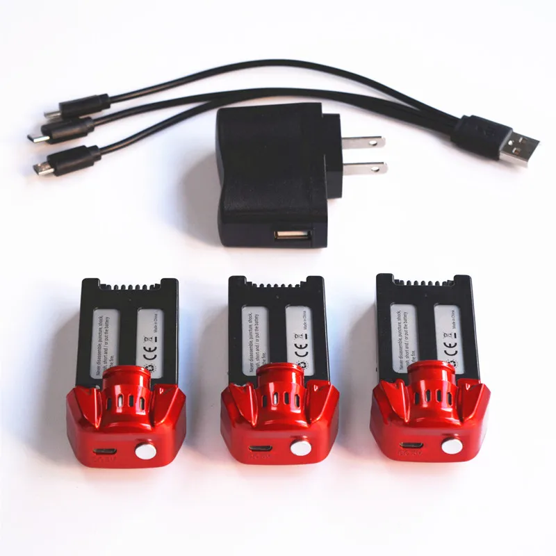 SJRC S30W батарея Rc Дрон Quacopter Li-Po батарея 3,7 V 1000 Mah части Acessories - Цвет: red 3pcs charger set