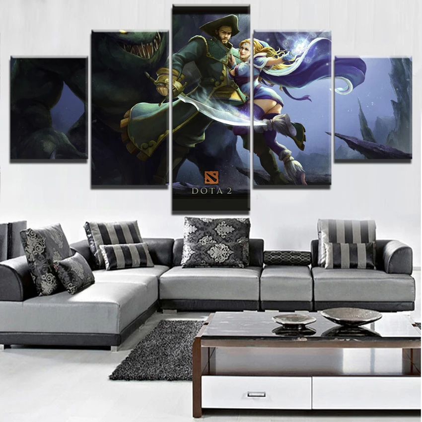  5 Piece DOTA 2 Game Painting Canvas Printed Game Poster HD Print Painting Decorative Picture Home L