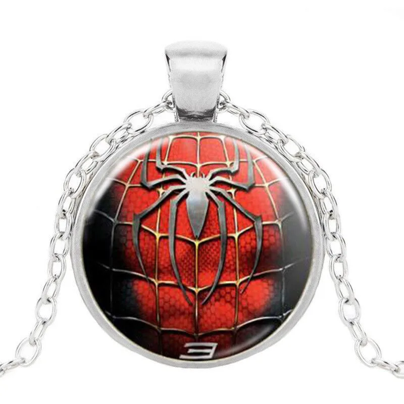 HOT! Fashion Spiderman Pendant Necklace Spider Man Glass Jewelry Personalized Picture Necklace