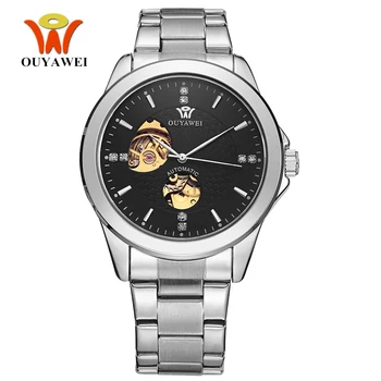 

OYW Self Wind Mechanical Men Watch Relogio masculino Full Steel Band Fashion Black Skeleton Waterproof Automatic Wristwatch Gift
