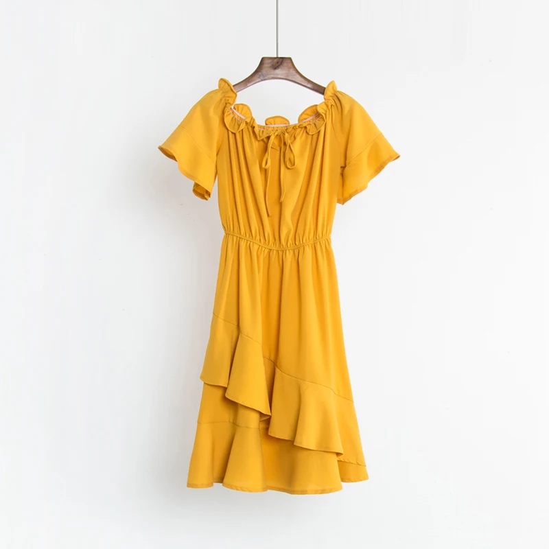 mustard and red dress