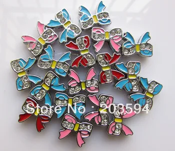 

8mm bow-knot diy slide charms fit pet collars enamel beads 100Pcs