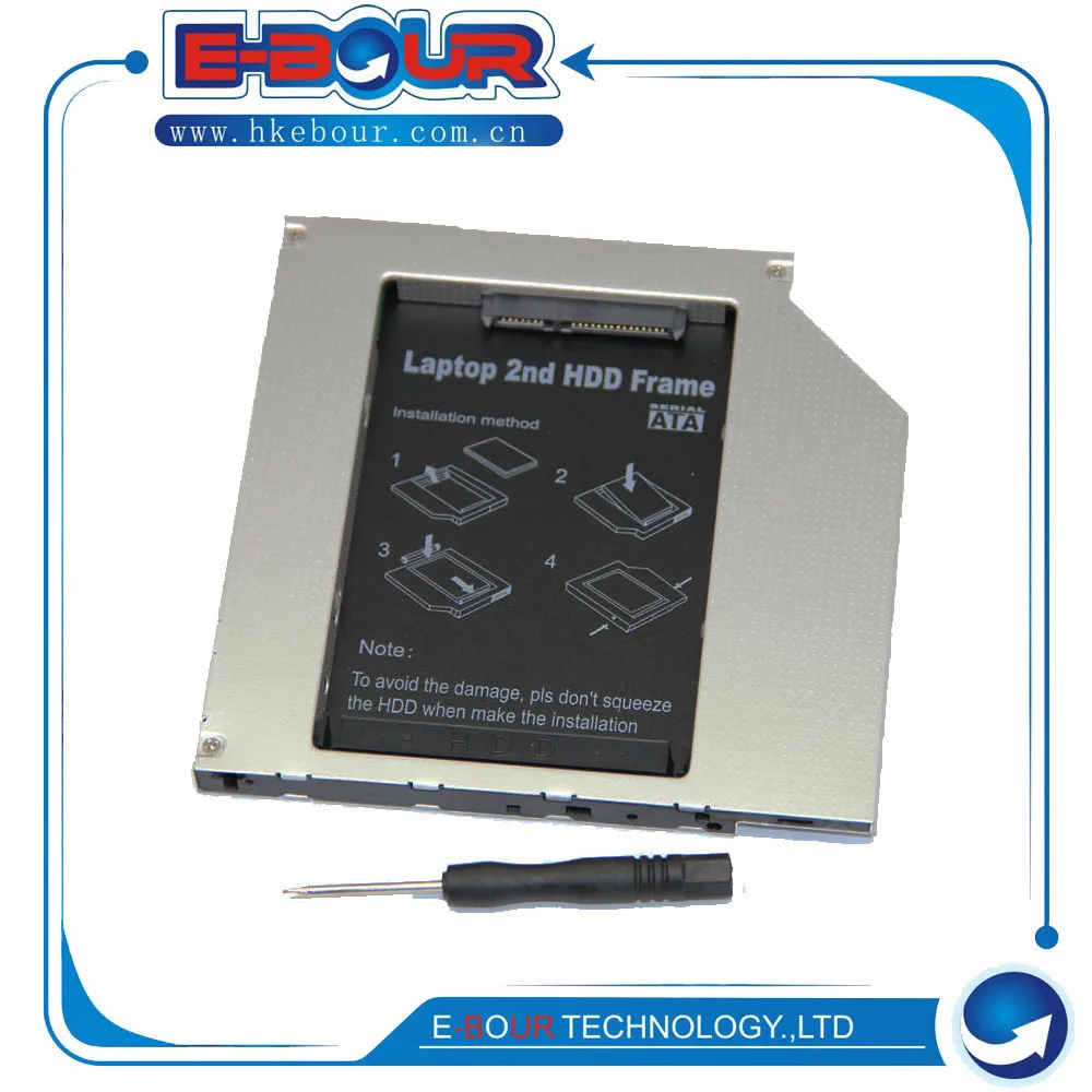 Алюминий 10 шт./лот Универсальный 9,5 мм Тонкий IDE 2nd HDD 2," SSD карман для жесткого диска для ноутбука CDROM оптический dvd привод Bay