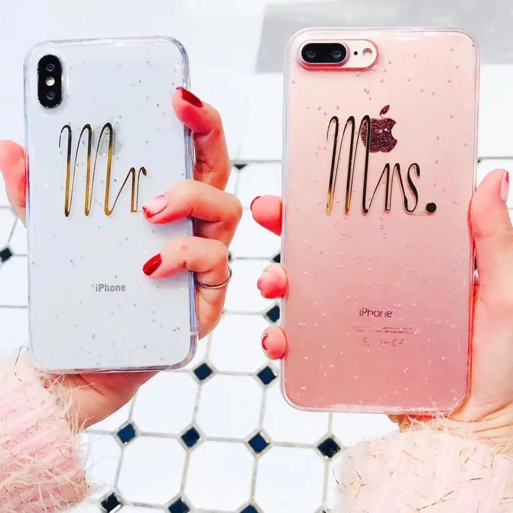 ORYKSZ For iphone x Case Transparent Patterned Glitter Plain Phone 7 8 6S 6 Plus Silicone Back Cover |