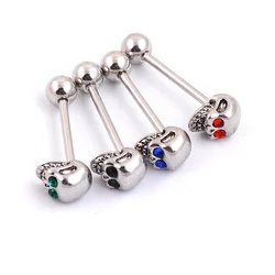 Wholesale fashion jewelry stainless steel crystal tongue rings body piercing jewelry free shipping
