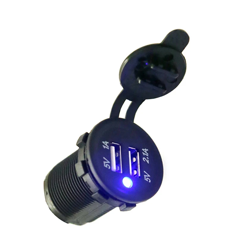 

12V-24V USB Charger For Motorcycle Truck Boat Dual USB Socket Charger Power Adapter Outlet Power Cigarette Lighter Car Auto