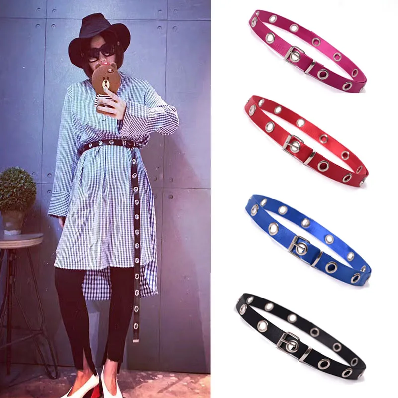 

SUMEIKE Thin Canvas Waist Belts for Women Pin Buckle Black Punk Style Women Belt Ladies Jeans Accessories