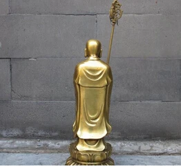 

Antique bronze Pure Copper Brass CHINESE crafts decor Asian Budismo bronze arhat kshitigarbha Jizo rei Bodhisattva