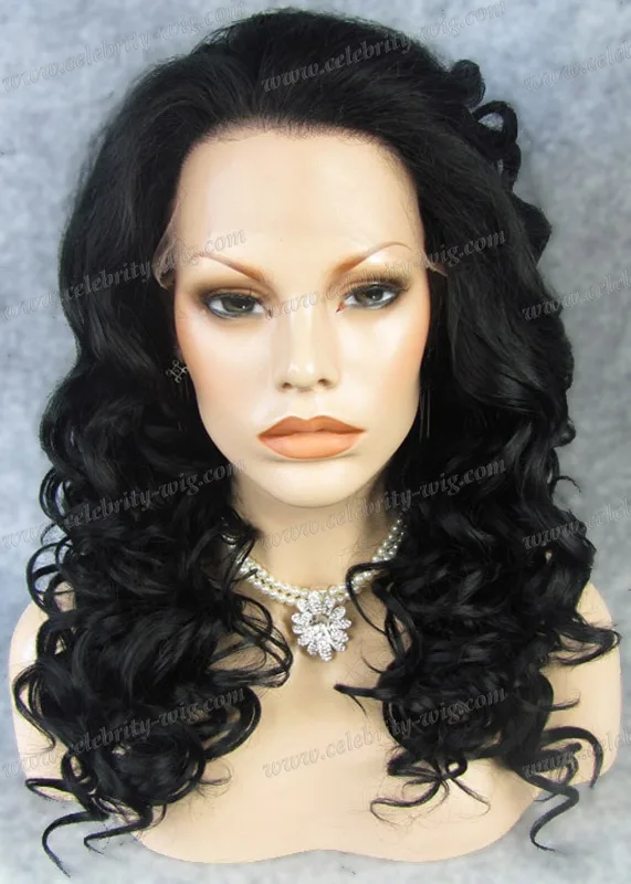 

1# Jet Black new style synthetic Curly lace front wig for Black women free shipping