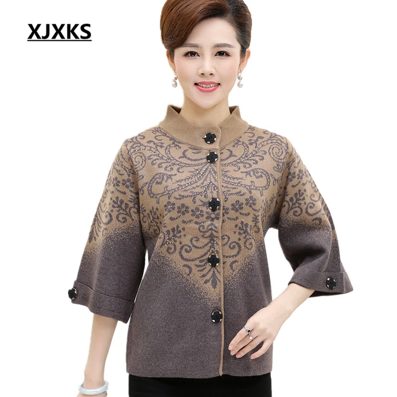 

XJXKS New 2019 Autumn And Winter women's thickening Cashmere sweater outerwear cardigan plus size winter jacket women