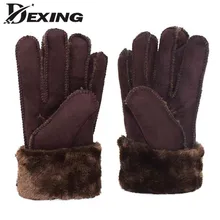Модные зимние перчатки для мужчин и женщин зимние меховые бархатные толстые парные теплые Искусственные кожаные перчатки женские уличные Верховые перчатки варежки