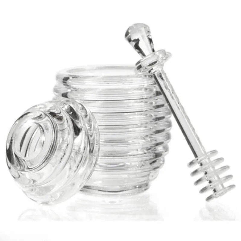 Honey Dispenser Transparent Acrylic Jars Spoon Honeycomb Bottle Honey Squeeze Storage Tank Muffins Companion KC1285