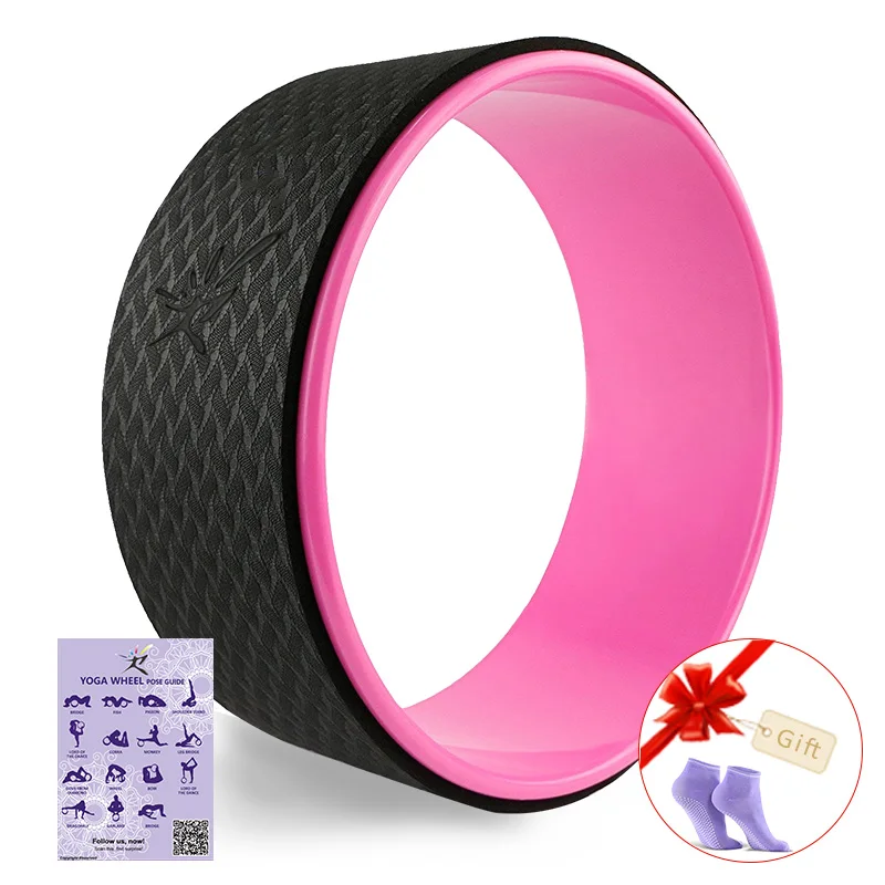 Самобытный колесо йоги колесо для йоги Круг ABS Yoga Колеса TPE Колесо Дхармы Yoga Создает Идеальный Ролик Для Растяжения Повышение Гибкости и Прогибы - Цвет: Розовый