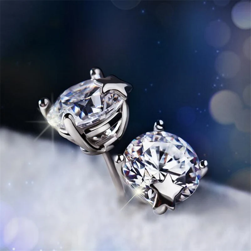 

Lovely girl gift silver plated earrings for women Star Cubic Zirconia stud earrings studs
