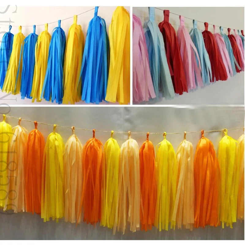 

12*35cm Colorful Tissue Paper Tassels Hanging Garland Banners Baby Shower DIY Craft Birthday Party Wedding Decoration