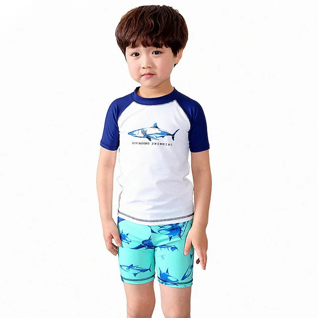 Cheap Swimsuit for Boys Two Pieces Children's Shark Pattern Sunscreen Split swimwear Short Sleeve Swimming Suit Cheap Swimsuit for Boys Two Pieces Children's Shark Pattern Sunscreen Split swimwear Short Sleeve Swimming Suit